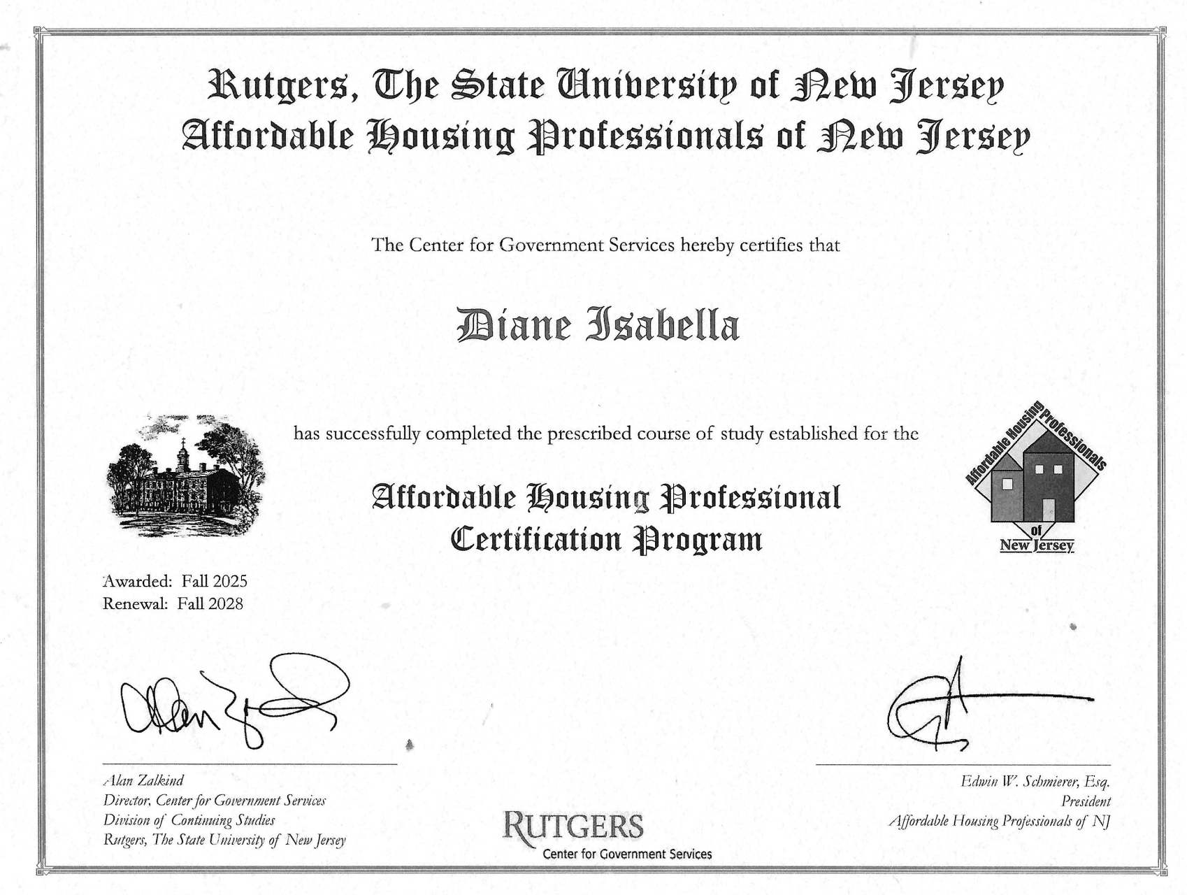 Affordable Housing Professional Certificate Program